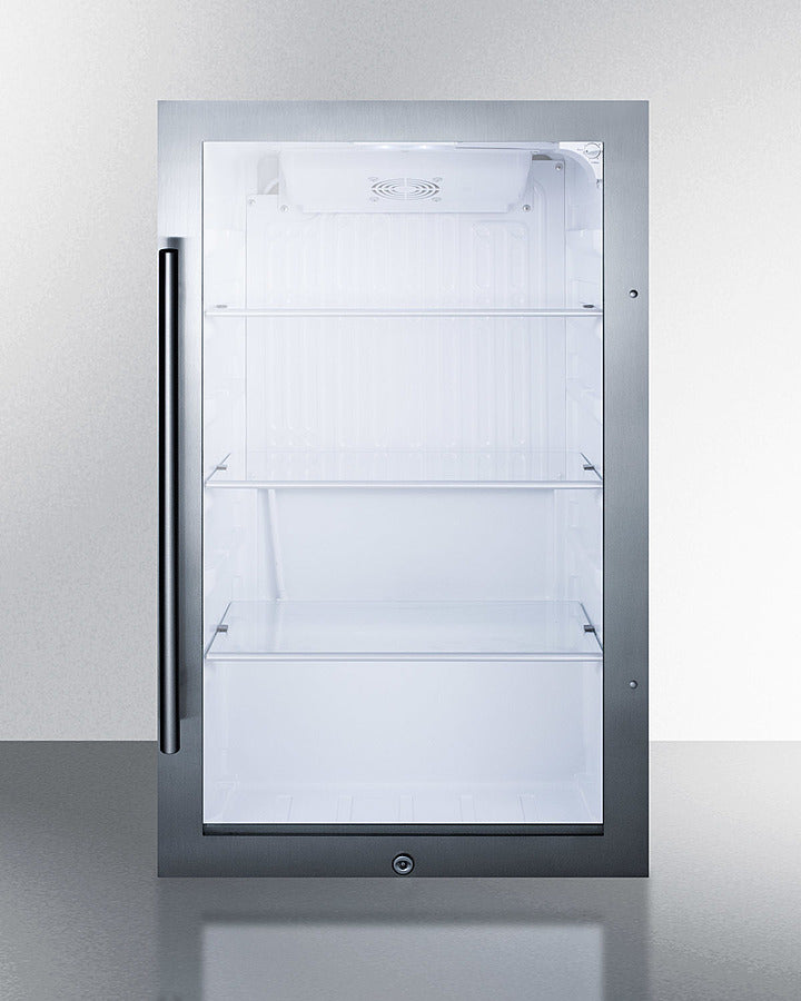19" Wide Shallow Depth indoor/outdoor Beverage Center with Glass Door and White Interior (Model SPR489OS)