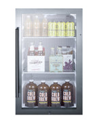 Accucold 19" Wide Shallow Depth indoor/outdoor Beverage Center with Glass Door and White Interior (Model SPR489OSLHD)