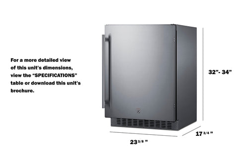Accucold 18" deep 24" wide undercounter ADA height outdoor refrigerator, ADA (Model SPR618OSADA)