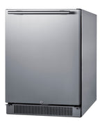 Accucold Outdoor all-refrigerator for built-in use, with lock, digital thermostat, black cabinet, and stainless steel door (Model SPR623OSCSS)