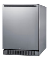 Accucold Outdoor all-refrigerator for built-in use, with lock, digital thermostat, black cabinet, and stainless steel door (Model SPR623OSCSS)
