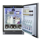 Accucold Outdoor all-refrigerator for built-in use, with lock, digital thermostat, black cabinet, and stainless steel door (Model SPR623OSCSS)