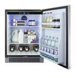 Accucold Outdoor all-refrigerator for built-in use, with lock, digital thermostat, black cabinet, and stainless steel door (Model SPR623OSCSS)
