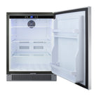 Accucold Outdoor all-refrigerator for built-in use, with lock, digital thermostat, black cabinet, and stainless steel door (Model SPR623OSCSS)