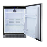 Accucold Outdoor all-refrigerator for built-in use, with lock, digital thermostat, black cabinet, and stainless steel door (Model SPR623OSCSS)