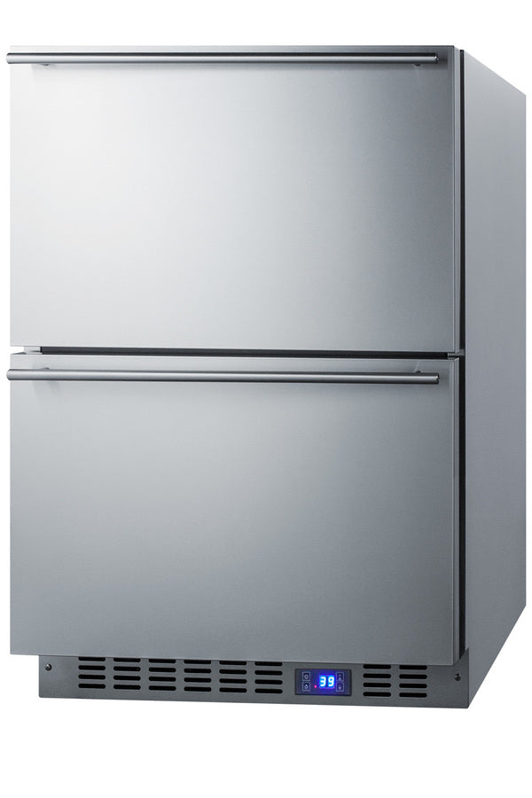 Outdoor drawer refrigerator in stainless steel, for built-in residential or commercial use