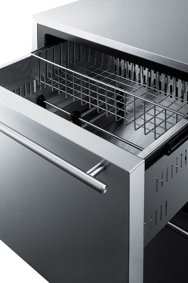 Outdoor drawer refrigerator in stainless steel, for built-in residential or commercial use