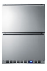 Outdoor drawer refrigerator in stainless steel, for built-in residential or commercial use