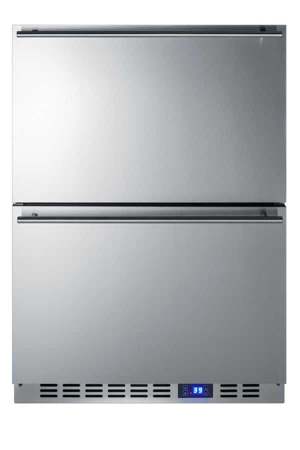 Outdoor drawer refrigerator in stainless steel, for built-in residential or commercial use