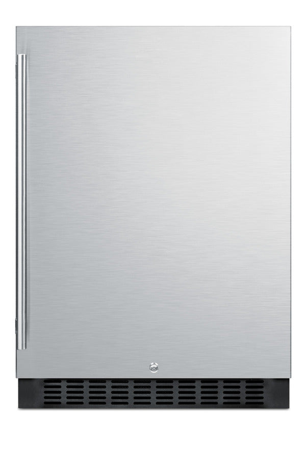 Accucold Outdoor all-refrigerator for built-in use, with lock, digital thermostat, and stainless steel wrapped exterior (Model SPR627OSCSSLHD)