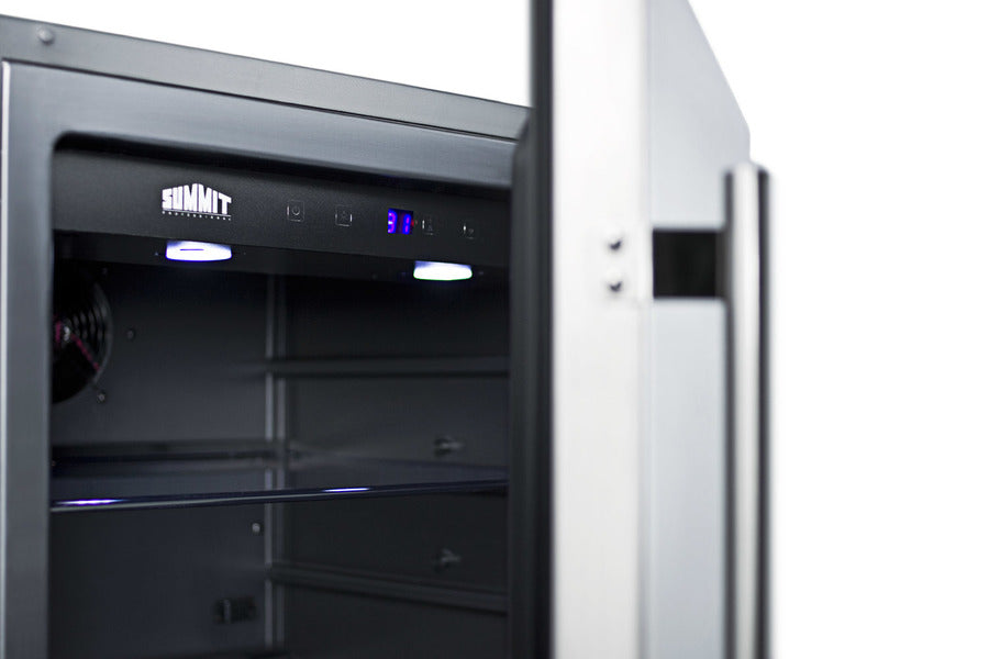 Accucold Outdoor all-refrigerator for built-in use, with lock, digital thermostat, and stainless steel wrapped exterior (Model SPR627OSCSSLHD)