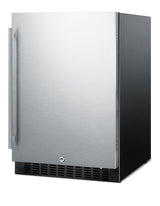 Accucold Outdoor all-refrigerator for built-in use, with lock, digital thermostat, black cabinet, and stainless steel door (Model SPR627OSLHD)