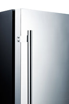 Accucold Outdoor all-refrigerator for built-in use, with lock, digital thermostat, black cabinet, and stainless steel door (Model SPR627OSLHD)