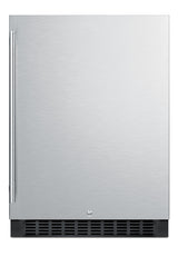 Accucold Outdoor all-refrigerator for built-in use, with lock, digital thermostat, black cabinet, and stainless steel door (Model SPR627OSLHD)
