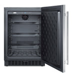 Accucold Outdoor all-refrigerator for built-in use, with lock, digital thermostat, black cabinet, and stainless steel door (Model SPR627OS)
