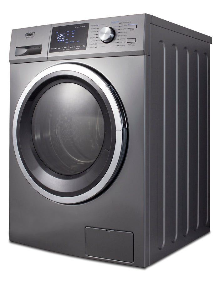 24" wide 115V washer/dryer combo for non-vented use in platinum finish - Angle