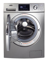 24" wide 115V washer/dryer combo for non-vented use in platinum finish - Open