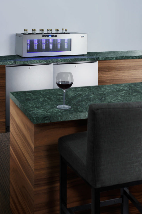 12-bottle Countertop Commercial Wine Cooler in Stainless Steel with Compressor