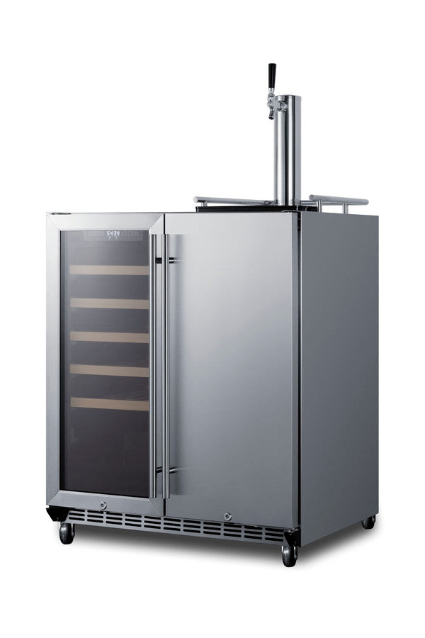 30" Wide indoor/outdoor Undercounter Combination Wine Cellar and Kegerator