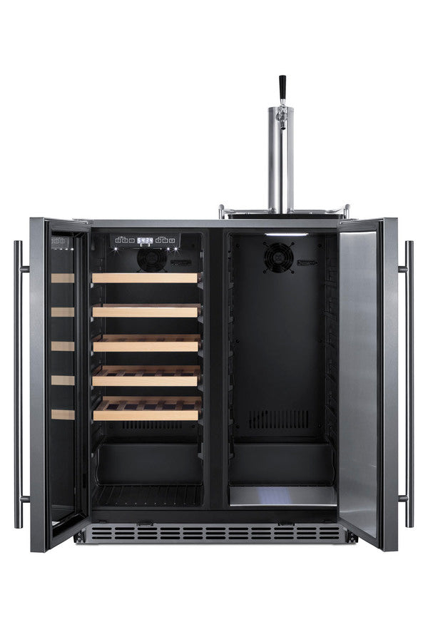 30" Wide indoor/outdoor Undercounter Combination Wine Cellar and Kegerator