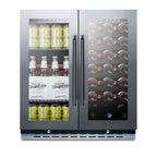 Accucold 30" Wide Built-in Undercounter Dual Zone Wine and Craft Beer Cooler with Locks, Digital Thermostats, and Glass Doors In