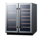 30" wide built-in undercounter dual zone wine and craft beer cooler with locks, digital controls, and LED lighting