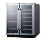 30" wide built-in undercounter dual zone wine and craft beer cooler with locks, digital controls, and LED lighting