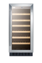 15" Wide Wine Cellar for Built-in or Freestanding Use, with Stainless Steel Wrapped Cabinet, Glass Door, and Lock (Model
