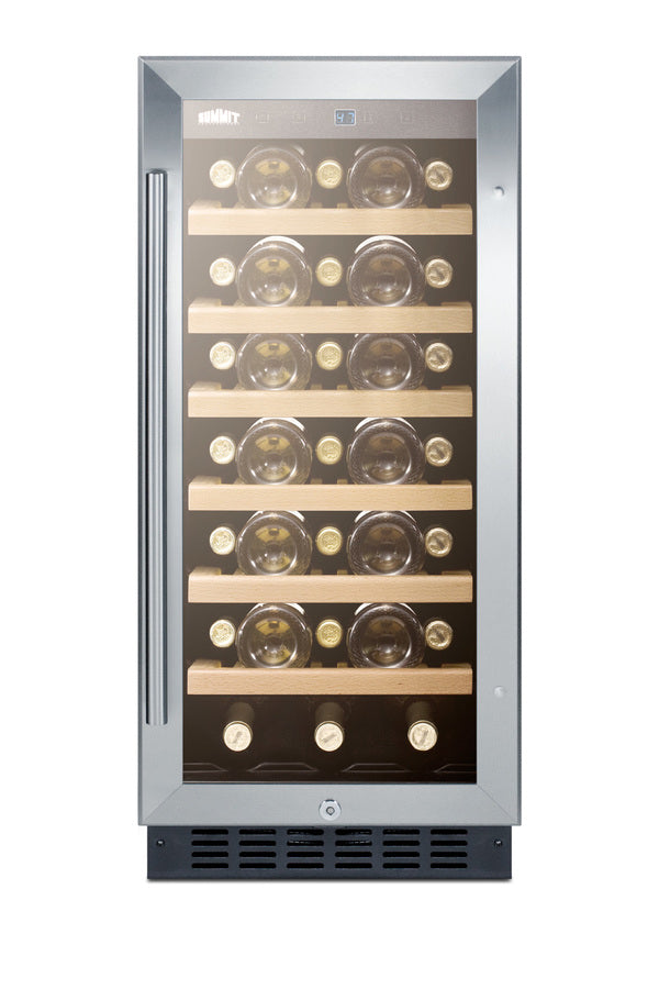 15" Wide Wine Cellar for Built-in or Freestanding Use, with Stainless Steel Wrapped Cabinet, Glass Door, and Lock (Model