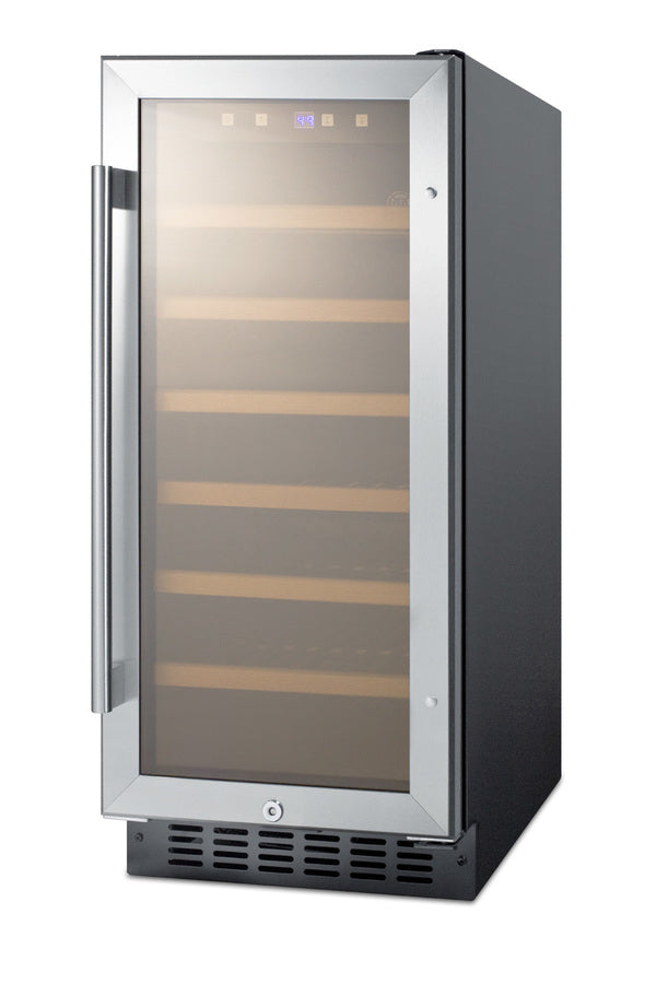 Accucold 15" wide 33 bottle wine cellar for built-in or freestanding use, with digital controls and LED lighting (Model SWC1535B)