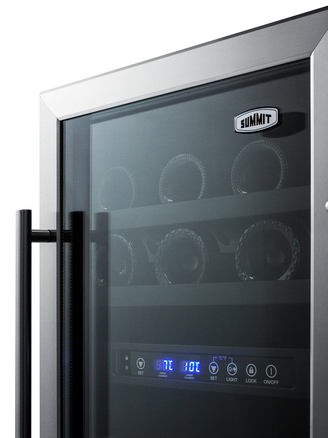 Accucold 18" wide ADA compliant dual zone wine cellar for built-in or freestanding use, with digital controls, lock, and LED ligh, ADA (Model SWC182ZCSSADALHD)