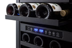 18" wide dual zone wine cellar for built-in or freestanding use, with digital controls, lock, and LED lighting (Model SW