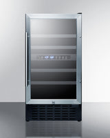 18" wide dual zone wine cellar for built-in or freestanding use, with digital controls, lock, and LED lighting (Model SW