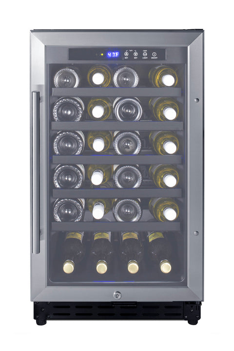 18" wide ADA compliant wine cellar for built-in or freestanding use, with digital controls, lock, and LED lighting, ADA 