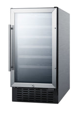 Accucold 18" wide wine cellar for built-in or freestanding use with stainless steel cabinet, digital controls, and LED lighting (Model SWC1840BCSSLHD)