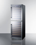 Accucold Dual zone 118 bottle wine cellar with two glass doors and digital thermostats; for built-in or freestanding