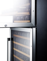Dual zone 118 bottle wine cellar with two glass doors and digital thermostats; for built-in or freestanding use (Model SWC1875B) - Detail