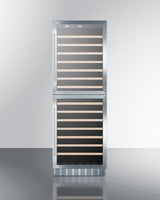 Dual zone 118 bottle wine cellar with two glass doors and digital thermostats; for built-in or freestanding use (Model SWC1875BLHD) - Front