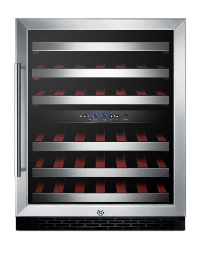 Accucold ADA compliant dual zone built-in wine cellar with digital thermostat, stainless steel trimmed shelves, and stainless ste, ADA (Model SWC530BLBISTCSSADALHD)