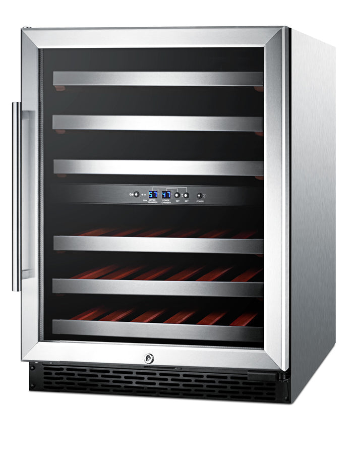 Accucold ADA compliant dual zone built-in wine cellar with digital thermostat, stainless steel trimmed shelves, and stainless ste, ADA (Model SWC530BLBISTCSSADALHD)