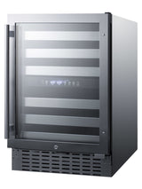 Dual zone built-in wine cellar with seamless SS trimmed glass door, full extension shelves, digital thermostat, and stai