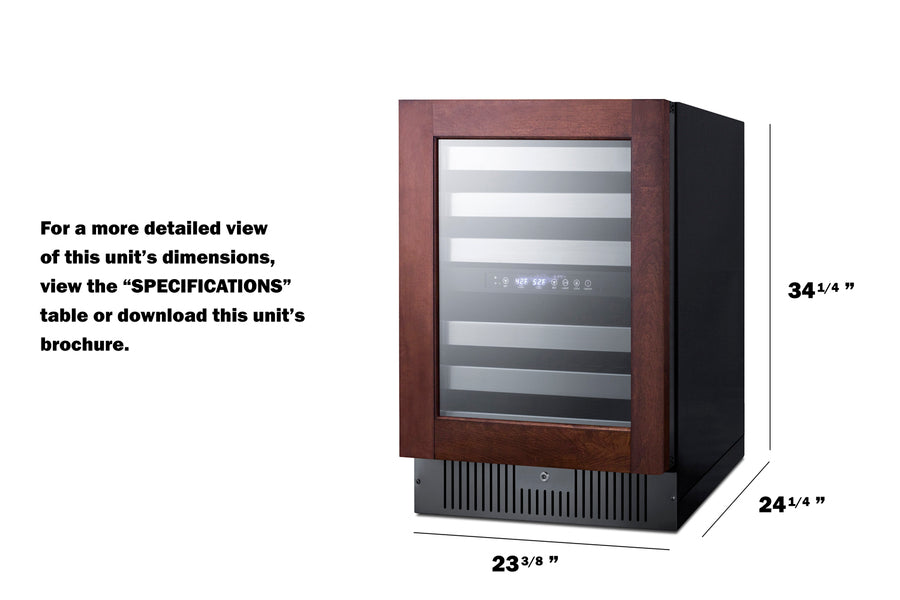 Accucold Dual zone built-in wine cellar with panel-ready glass door, full extension shelves, digital thermostat, and black cabine (Model SWC532BLBISTPNR)