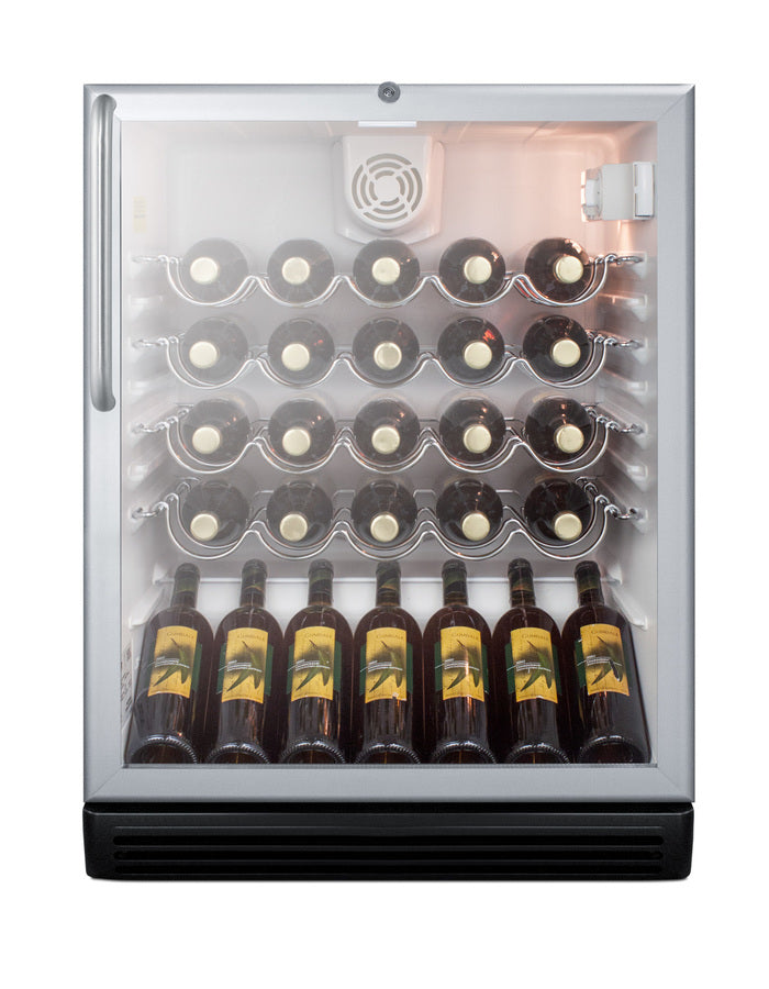 Accucold ADA compliant, commercially approved wine cellar for built-in undercounter use, with glass door and stainless steel cabi, ADA (Model SWC6GBLCSSADA)