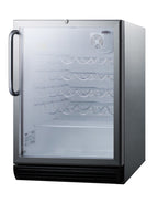 ADA compliant, commercially approved wine cellar for built-in undercounter use, with glass door and stainless steel cabi