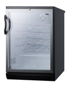 Accucold Commercially approved wine cellar for freestanding use with glass door, lock, and black cabinet (Model SWC6GBLLHD)
