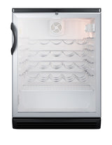 Accucold Commercially approved wine cellar for freestanding use with glass door, lock, and black cabinet (Model SWC6GBLLHD)