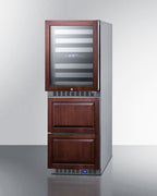 Accucold 24" Wide Combination built-in/freestanding Upright Dual Zone Wine Cellar and 2-drawer Freezer, Panel-ready