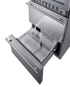 24" Wide Combination built-in/freestanding Upright Dual Zone Glass Door Wine Cellar and 2-drawer Refrigerator in Stainle