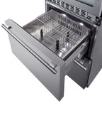 24" Wide Combination built-in/freestanding Upright Dual Zone Glass Door Wine Cellar and 2-drawer Refrigerator in Stainle