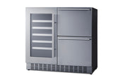 36" Wide Undercounter Dual Zone Wine Cellar and Drawer Refrigerator